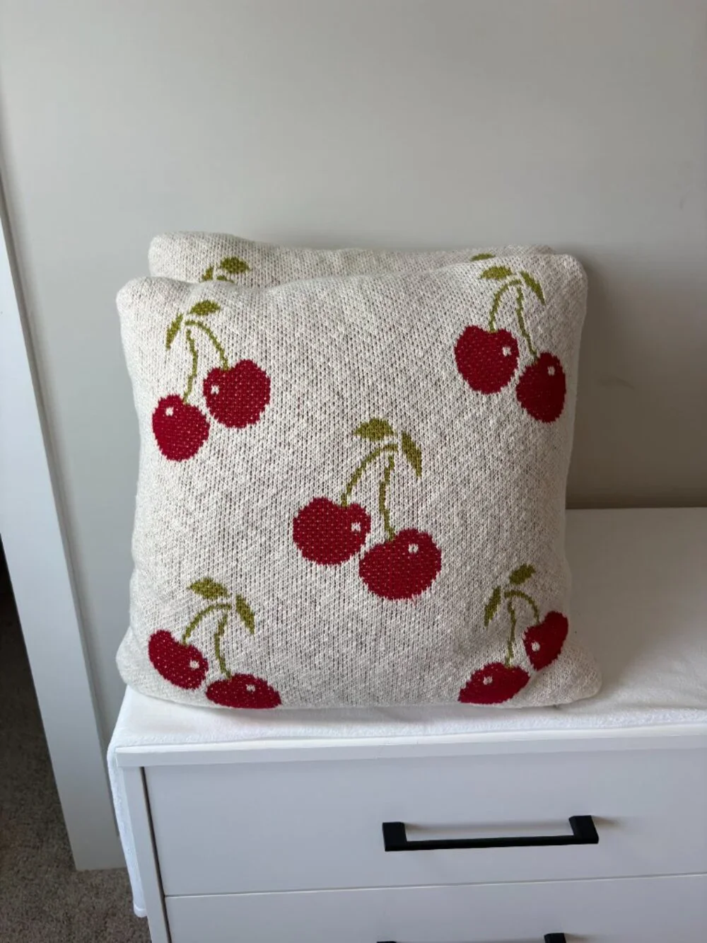 Style Happy Cherry Patterned - Set of 2 - Decorative Throw Pillows - 20 x 20 in